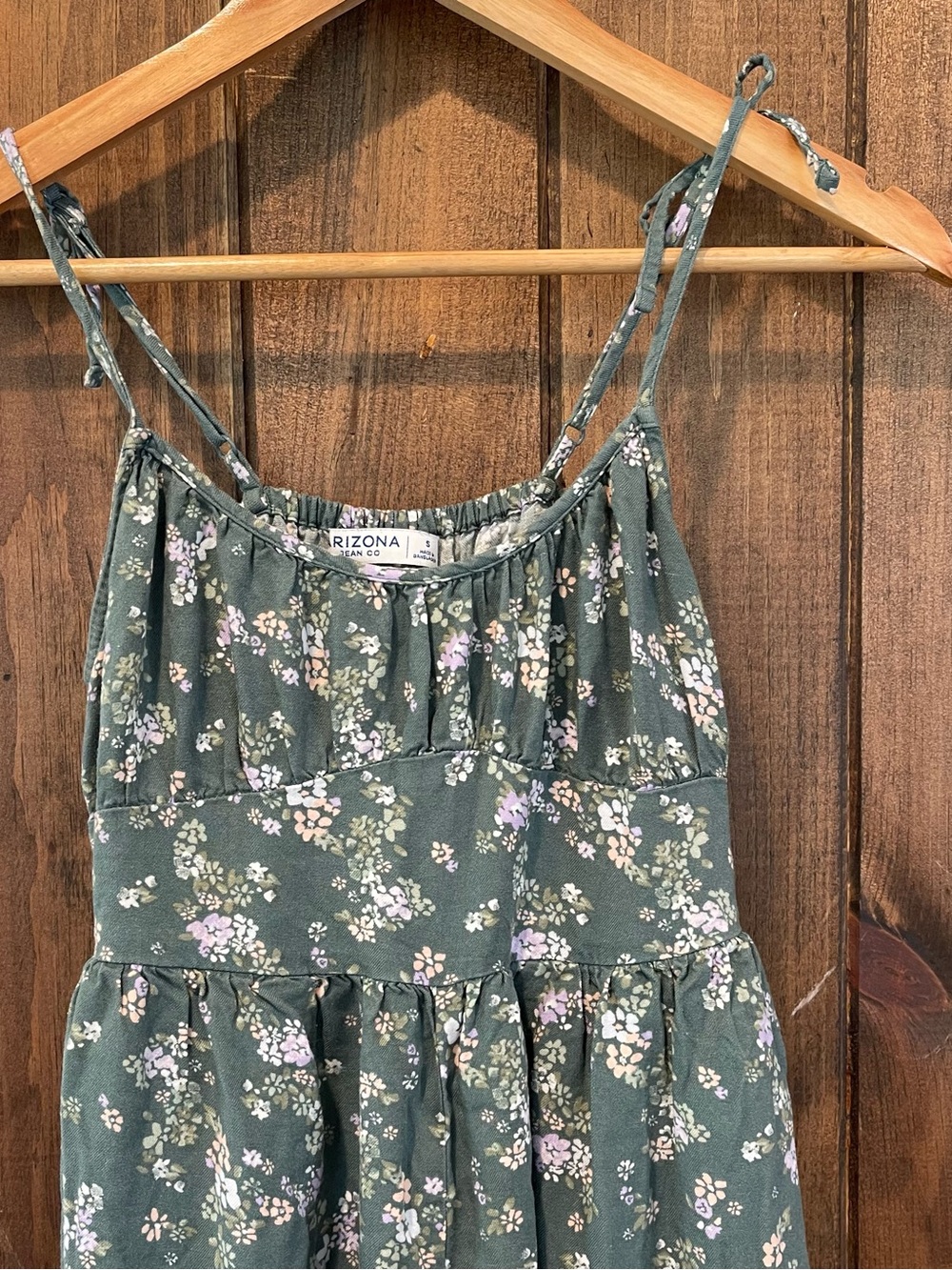 Arizona Green Floral Empire Waist Wide Leg Cami Jumpsuit Romper Small - Picture 4 of 10